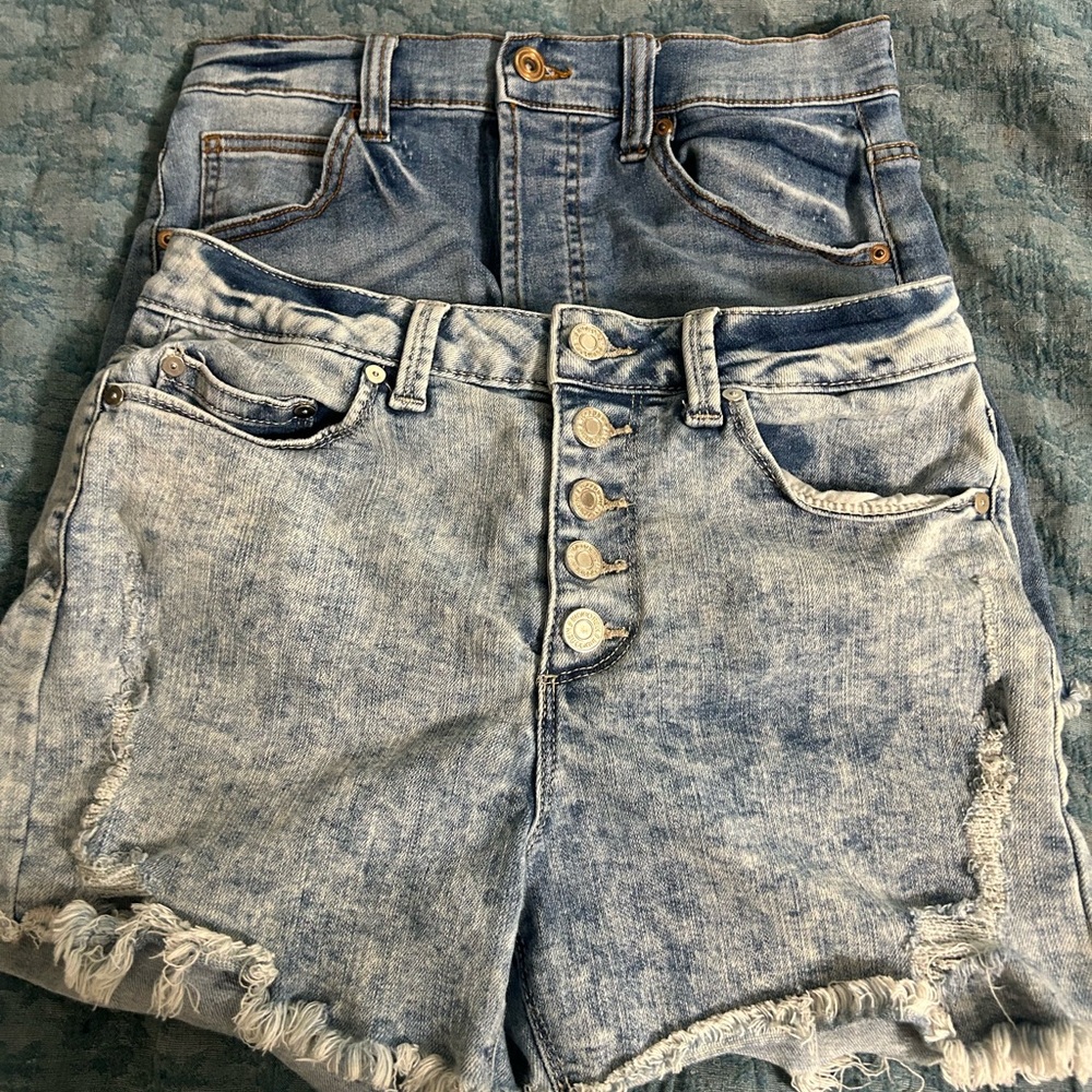 Two pairs of short denim jean cut-offs highwaisted size 7
